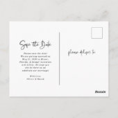 黒モダン白 |写真の日付の保存 ポストカード (裏面)