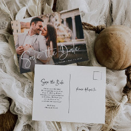 黒モダン白 |写真の日付の保存 ポストカード