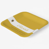 黒モダン白、金ゴールドフローラ正方形 ペーパープレート (傾斜あり)