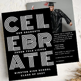 黒モダン白 | 2024年のクラスGRADパーティー 招待状