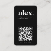 黒モダン白QRコードロゴ名刺 名刺 (正面)