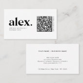 黒モダン白QRコードロゴ名刺 名刺 (正面/裏面)