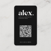 黒モダン白QRコードロゴ名刺 名刺 (正面)