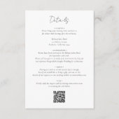 黒モダン白QRコード結婚 エンクロージャーカード (正面)