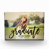 黒モダン筆で書いたスクリプトの卒業生 フォトブロック (正面)