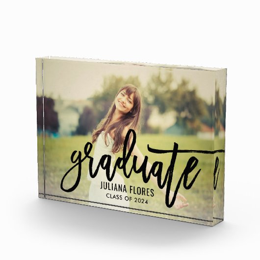 黒モダン筆で書いたスクリプトの卒業生 フォトブロック (右)