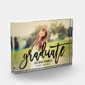 黒モダン筆で書いたスクリプトの卒業生 フォトブロック (左)