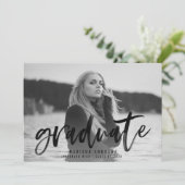 黒モダン筆スクリプト写真卒業パーティー 招待状 (スタンド正面)