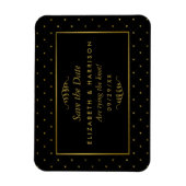 黒モダン箔と金箔の効果日付の保存 マグネット (縦)