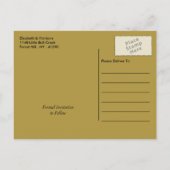 黒モダン箔と金箔の効果日付の保存 案内ポストカード (裏面)