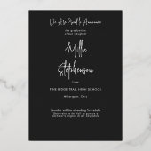 黒モダン箔ミニマルの卒業発表 箔招待状 (裏面)