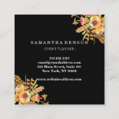 黒モダン級水彩フローラパーソナライズされた スクエア名刺 (裏面)