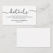 黒モダン素朴なフォント,結婚の詳細, webサイト エンクロージャーカード (正面/裏面)