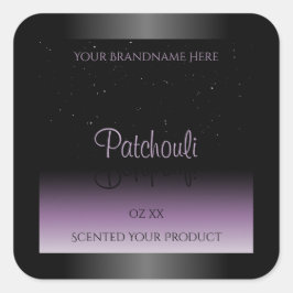 黒モダン紫グラデーション製品ラベルグリッター スクエアシール