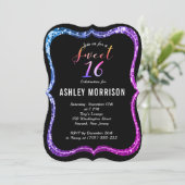黒モダン紫ピンクグリッタースイーツ16 招待状 (スタンド正面)