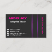 黒モダン紫プロフェッショナル 名刺 (裏面)