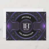 黒モダン紫18th誕生日パーティー 招待状 (裏面)
