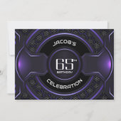 黒モダン紫65th誕生日パーティー 招待状 (裏面)