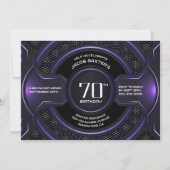 黒モダン紫70歳の誕生日パーティー 招待状 (正面)