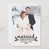 黒モダン結婚したのクリ結婚スマス写真 シーズンカード (正面)