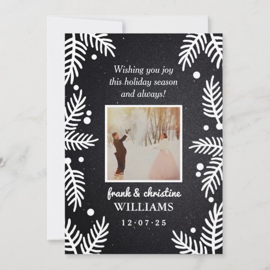 黒モダン結婚したのクリ結婚スマス写真 シーズンカード (裏面)