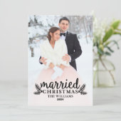 黒モダン結婚したのクリ結婚スマス写真 シーズンカード (スタンド正面)