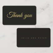 黒モダン結婚と金ゴールドカジュアルのサンキューカード エンクロージャーカード (正面/裏面)