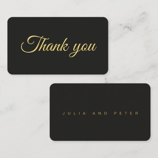黒モダン結婚と金ゴールドカジュアルのサンキューカード エンクロージャーカード (正面/裏面)