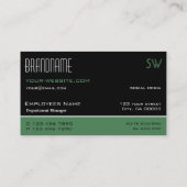 黒モダン緑と白のモノグラムシンプル付き 名刺 (裏面)