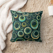 黒モダン緑と青の抽象芸術円 クッション (ブランケット)