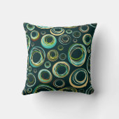 黒モダン緑と青の抽象芸術円 クッション (裏面)