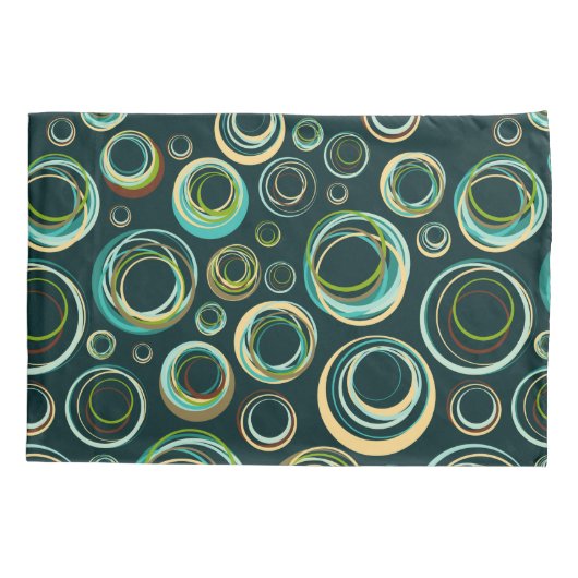黒モダン緑と青の抽象芸術円 枕カバー (裏面)
