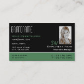 黒モダン緑の白、モノグラムと写真 名刺 (裏面)