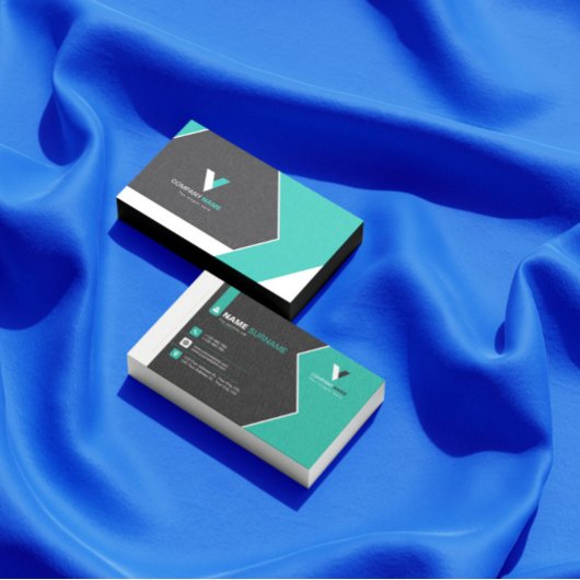 黒モダン緑 名刺