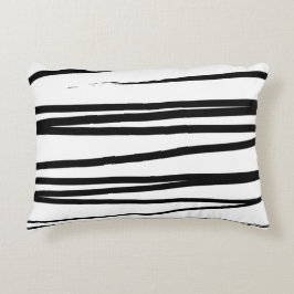 黒モダン線と白の線抽象芸術アート アクセントクッション
