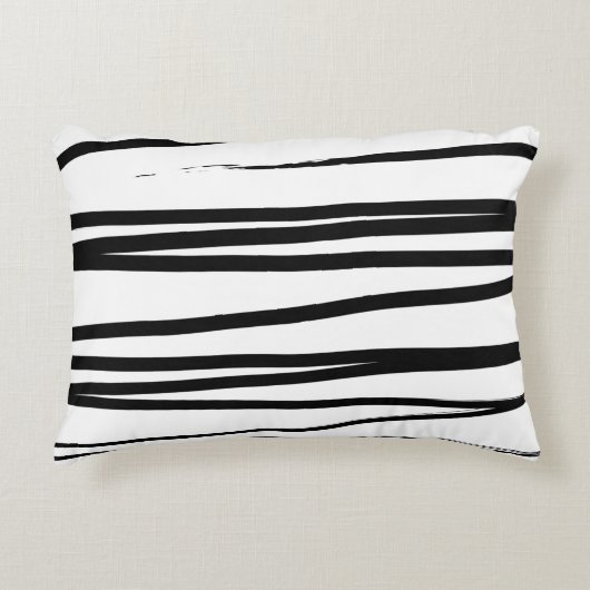 黒モダン線と白の線抽象芸術アート アクセントクッション (正面)