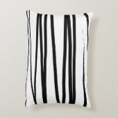 黒モダン線と白の線抽象芸術アート アクセントクッション (裏面(縦))