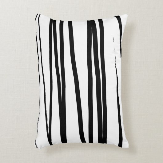黒モダン線と白の線抽象芸術アート アクセントクッション (正面(垂直))