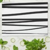 黒モダン線と白の線抽象芸術アート キッチンタオル (折り畳み)