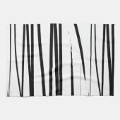 黒モダン線と白の線抽象芸術アート キッチンタオル (横)