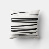 黒モダン線と白の線抽象芸術アート クッション (裏面)