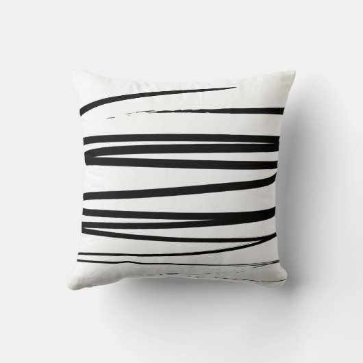 黒モダン線と白の線抽象芸術アート クッション (裏面)