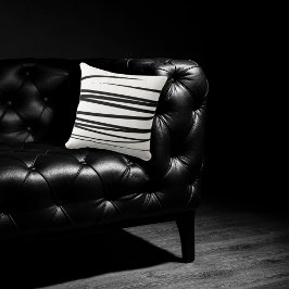 黒モダン線と白の線抽象芸術アート クッション