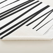 黒モダン線と白の線抽象芸術アート シェルパブランケット (3/4)