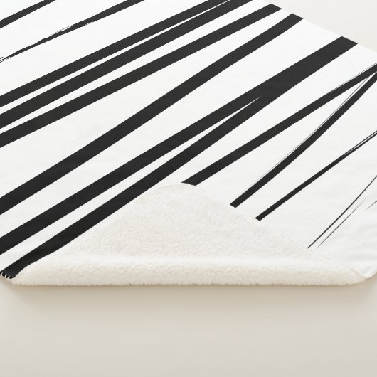 黒モダン線と白の線抽象芸術アート シェルパブランケット (3/4)