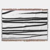 黒モダン線と白の線抽象芸術アート スローブランケット (正面)