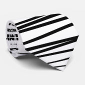 黒モダン線と白の線抽象芸術アート ネクタイ (ロール)