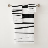 黒モダン線と白の線抽象芸術アート バスタオルセット (インサイチュ)