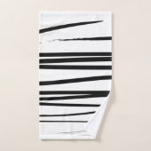 黒モダン線と白の線抽象芸術アート バスタオルセット (ハンドタオル)