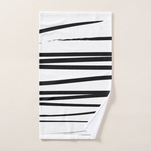 黒モダン線と白の線抽象芸術アート バスタオルセット (ハンドタオル)